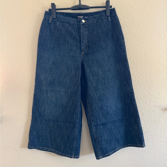 Chico’s Denim Wide-Leg Culottes Size 1 (M/8) - Picture 1 of 5